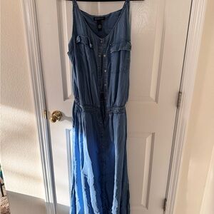 INC International Concepts Denim-Look Button Front Dress - Light Blue